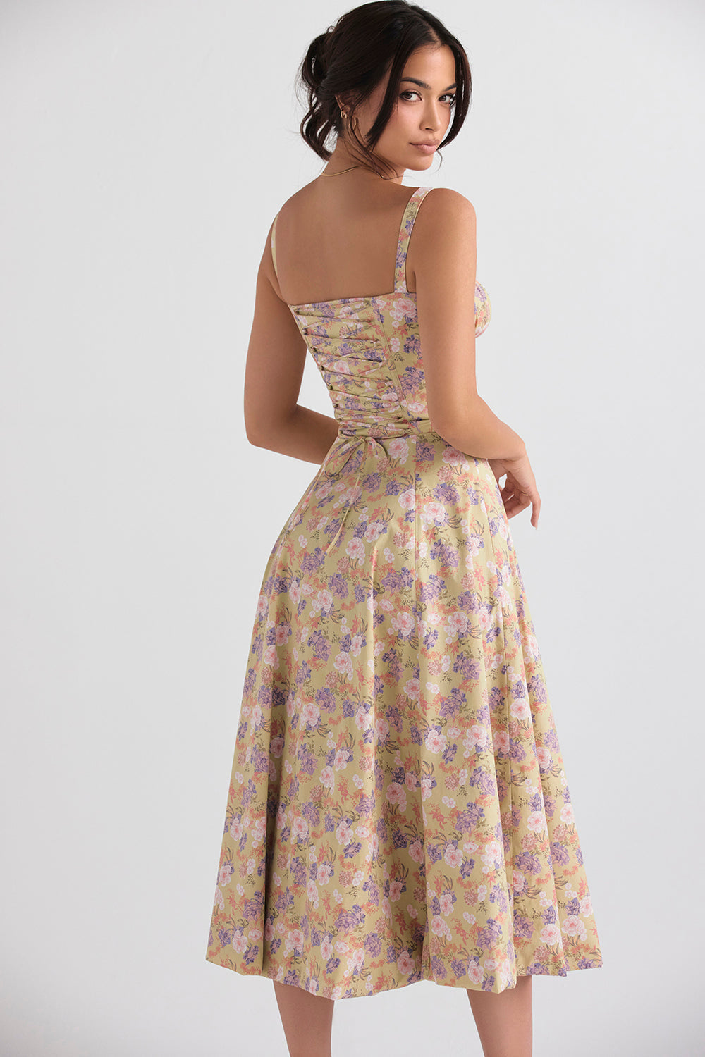 Florales Bustier Midriff Cutout Bodycon Kleid
