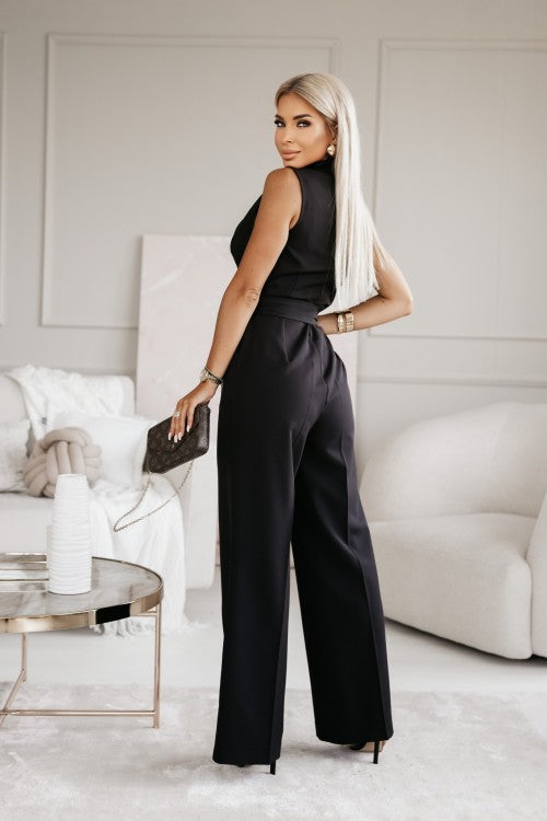 Ärmelloser eleganter Jumpsuit aus luxuriösem Stoff