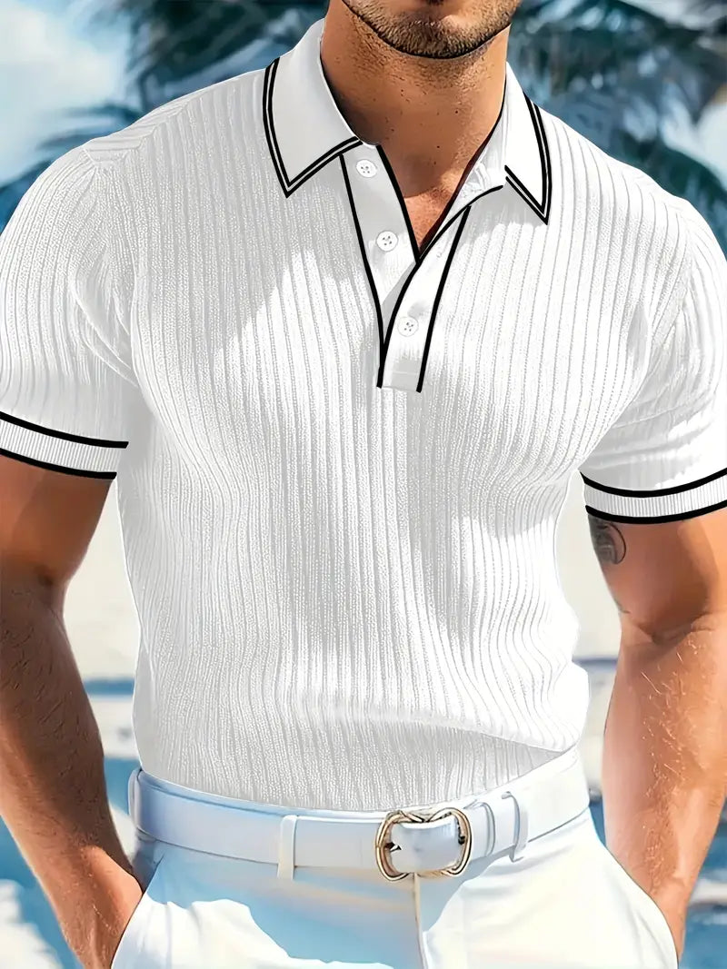 Herren Polohemd Mit Struktur Und Klassischem Schnitt