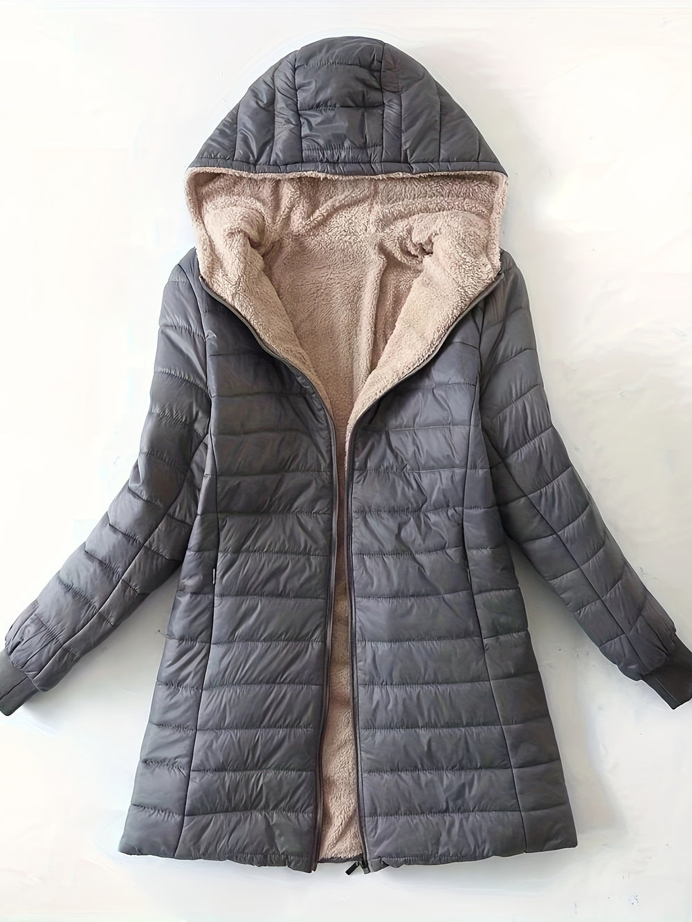 Midi-Steppmantel mit Fleecefutter für Damen