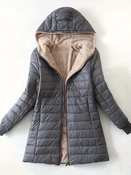 Midi-Steppmantel mit Fleecefutter für Damen