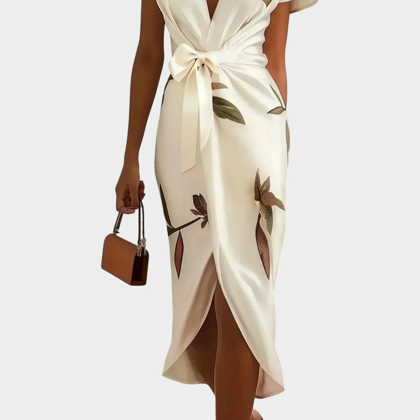 Damen Leichtes Wickel-Midikleid