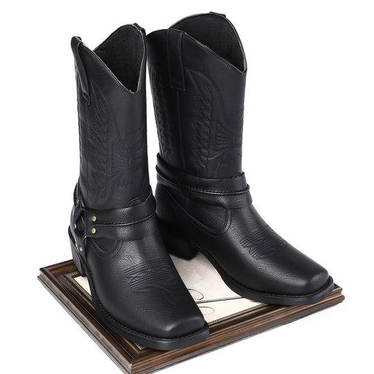 Westernstiefel mit Zierschnalle und eckiger Kappe für Damen