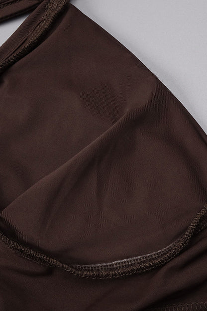 Maxikleid aus Nylon-Spandex mit Trägern in Braun