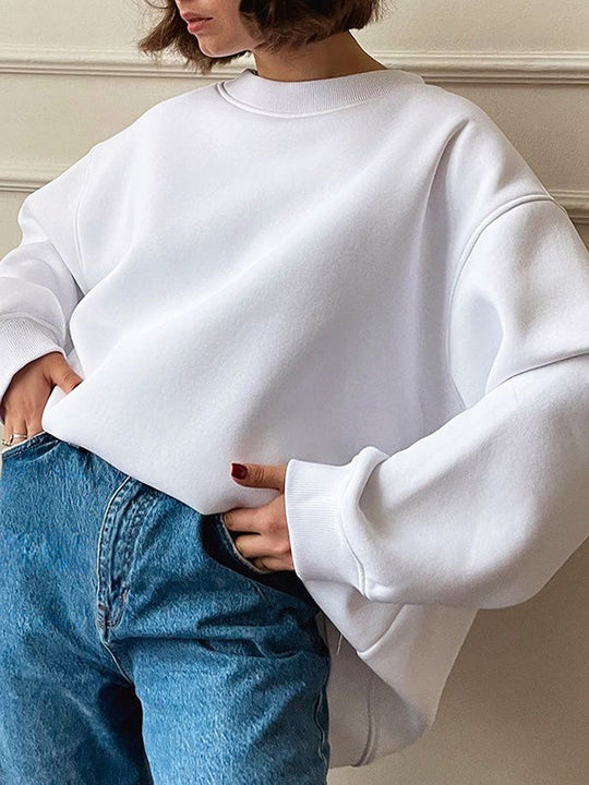 Damen Sweatshirt Locker Mit Rundhalsausschnitt