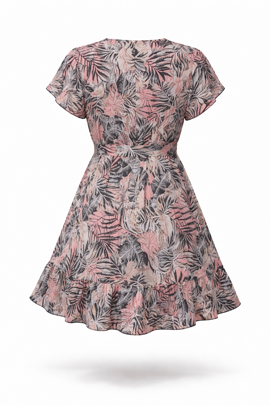 Midikleid mit Blumenmuster und Wickeldesign in Pink