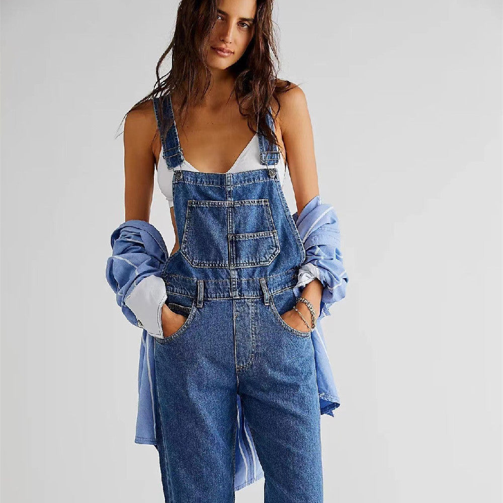 Damen Denim Latzhose Mit Klassischem Schnitt