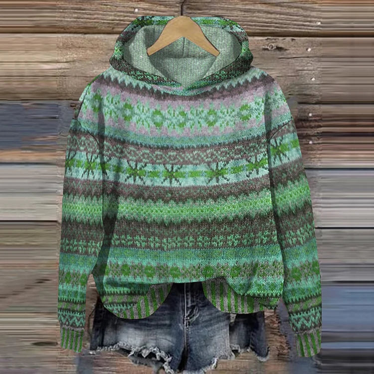 Damen Hoodie Mit Retro Druck Und Kapuze
