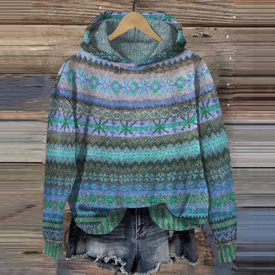 Damen Hoodie Mit Retro Druck Und Kapuze