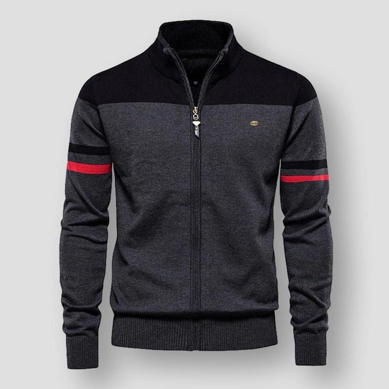 Herren Hoodie Mit Retro Design Und Reißverschluss