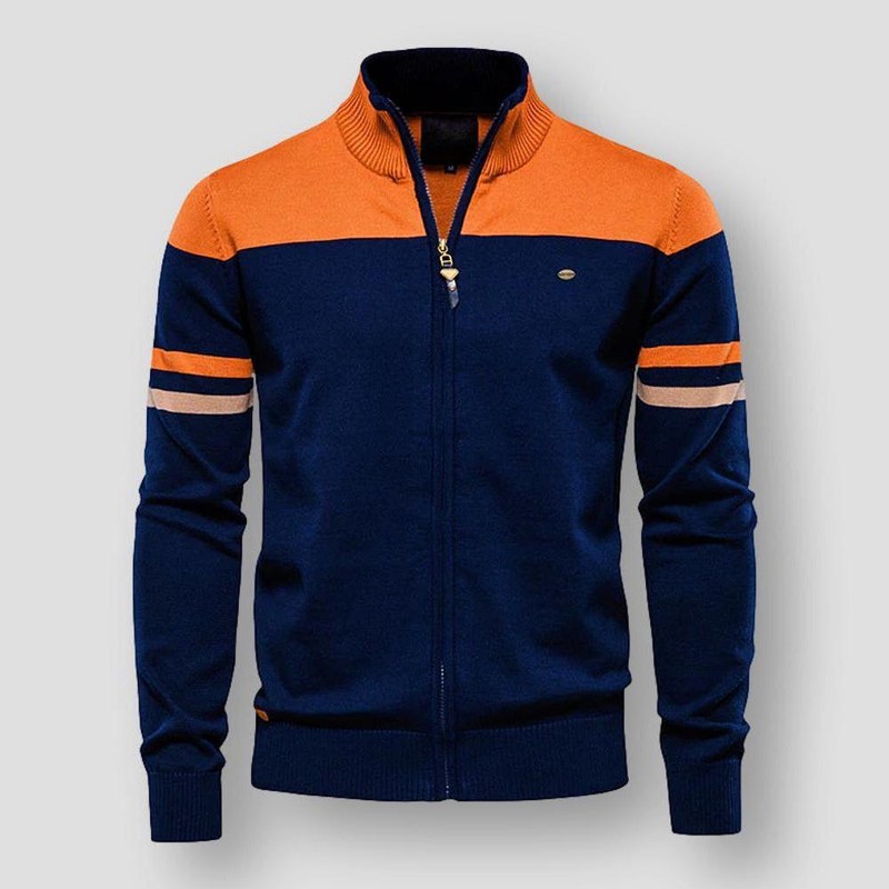 Herren Hoodie Mit Retro Design Und Reißverschluss