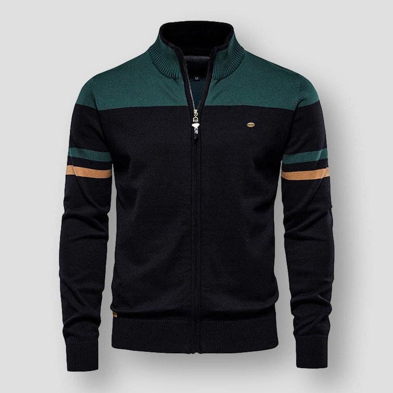 Herren Hoodie Mit Retro Design Und Reißverschluss