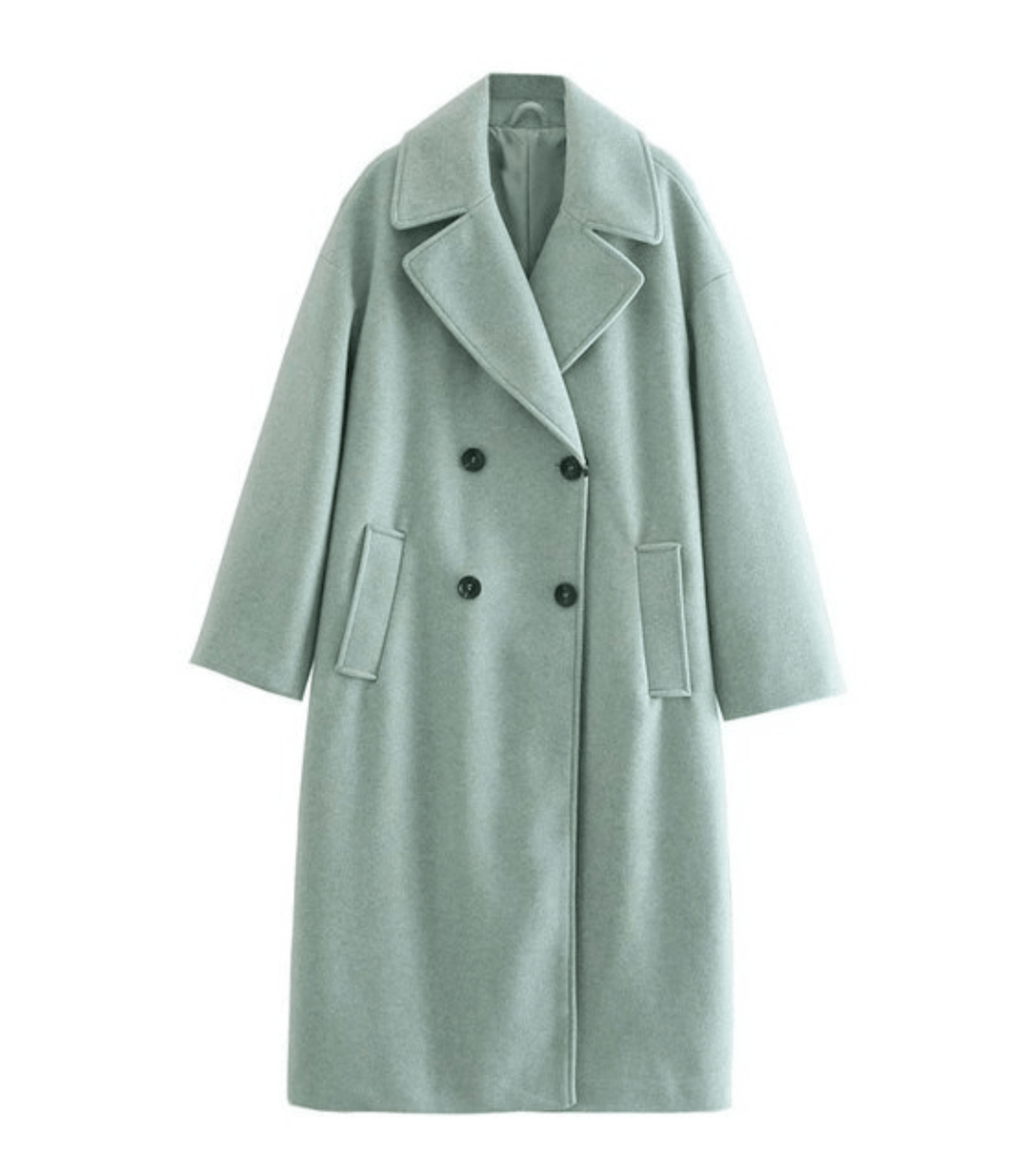 Damen Eleganter Wollmantel Mit Langer Passform