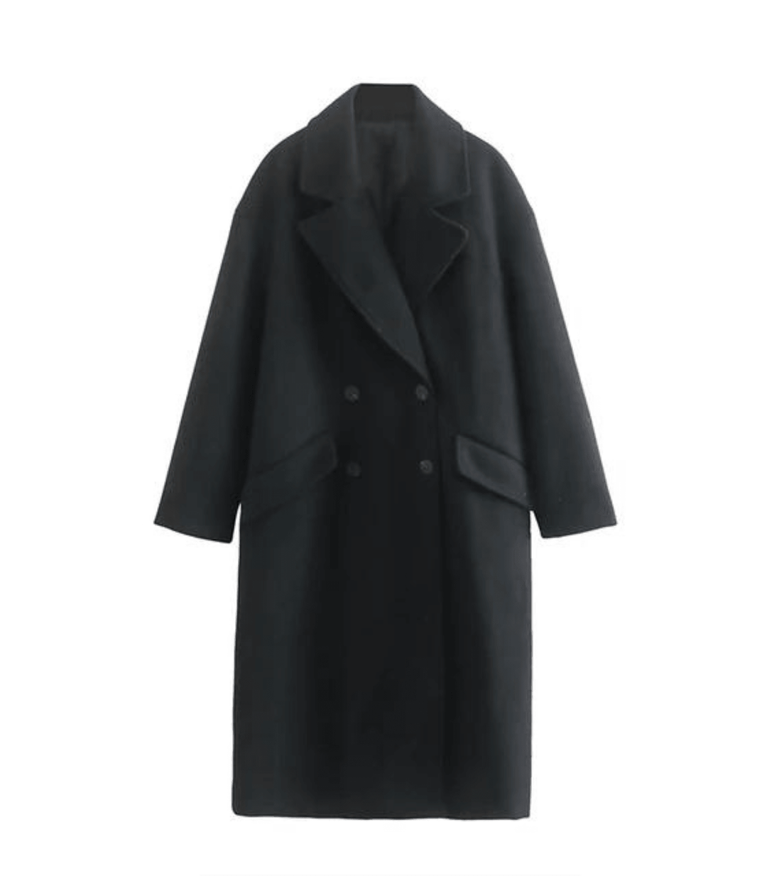 Damen Eleganter Wollmantel Mit Langer Passform