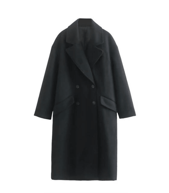 Damen Eleganter Wollmantel Mit Langer Passform