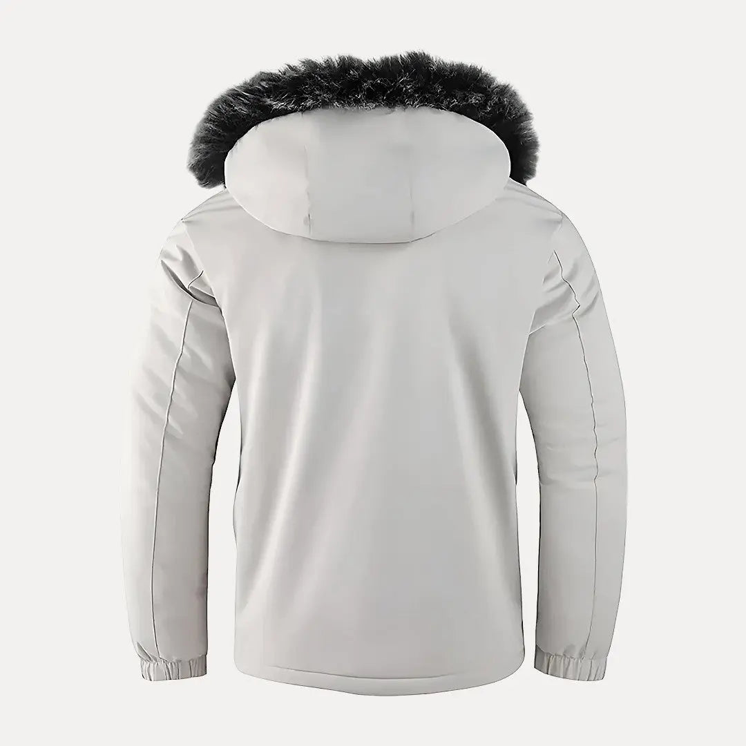 Herren Winterjacke Mit Fellkapuze Und Multifunktionalen Taschen