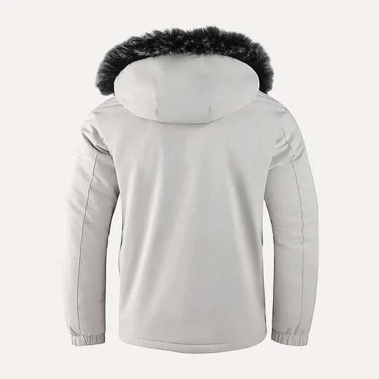 Herren Winterjacke Mit Fellkapuze Und Multifunktionalen Taschen