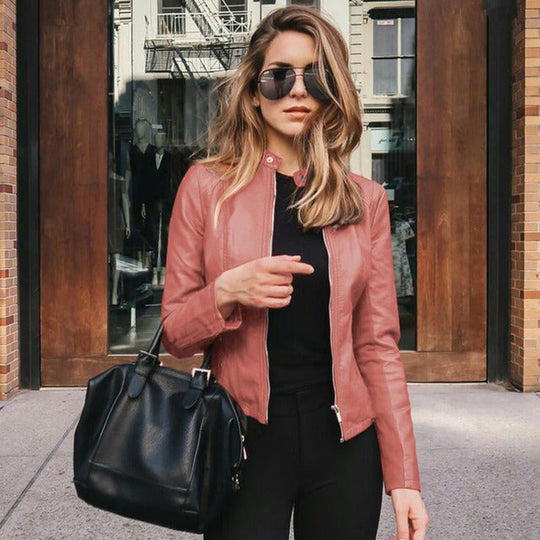 Damen Slim Fit Jacke Im Lederlook