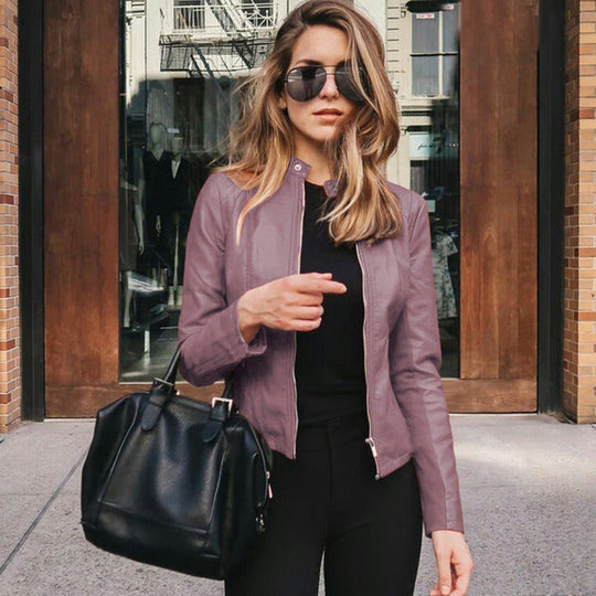 Damen Slim Fit Jacke Im Lederlook