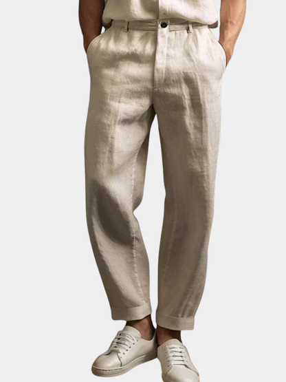 Herren Leinenhose mit Kordelzug in locker geschnittener Passform