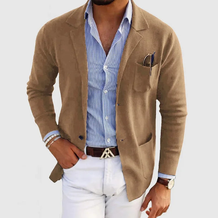 Stilvolle Strickjacke mit Blazer-Optik für Herren