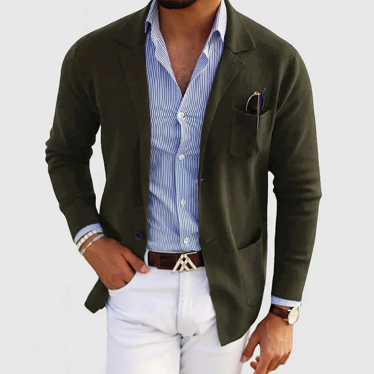 Stilvolle Strickjacke mit Blazer-Optik für Herren