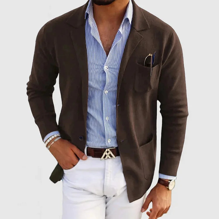Stilvolle Strickjacke mit Blazer-Optik für Herren