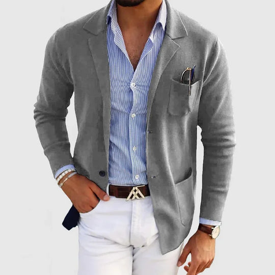 Stilvolle Strickjacke mit Blazer-Optik für Herren