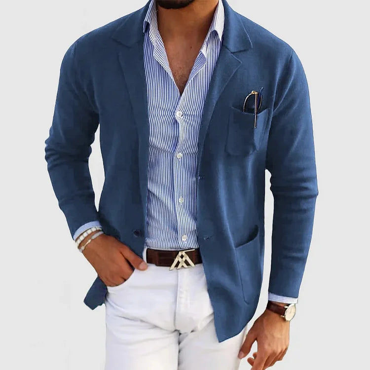 Stilvolle Strickjacke mit Blazer-Optik für Herren