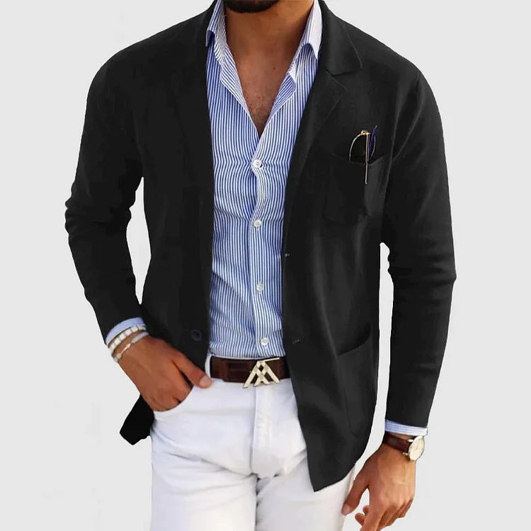 Stilvolle Strickjacke mit Blazer-Optik für Herren