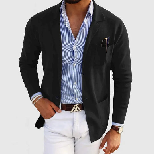 Stilvolle Strickjacke mit Blazer-Optik für Herren