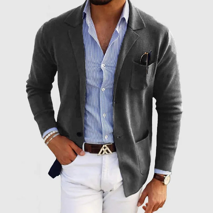 Stilvolle Strickjacke mit Blazer-Optik für Herren