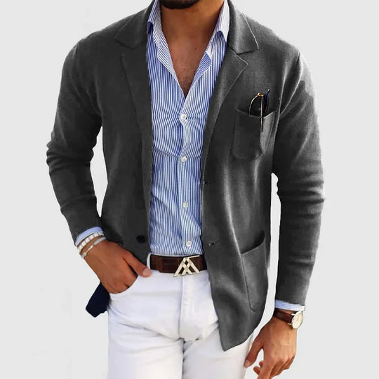 Stilvolle Strickjacke mit Blazer-Optik für Herren
