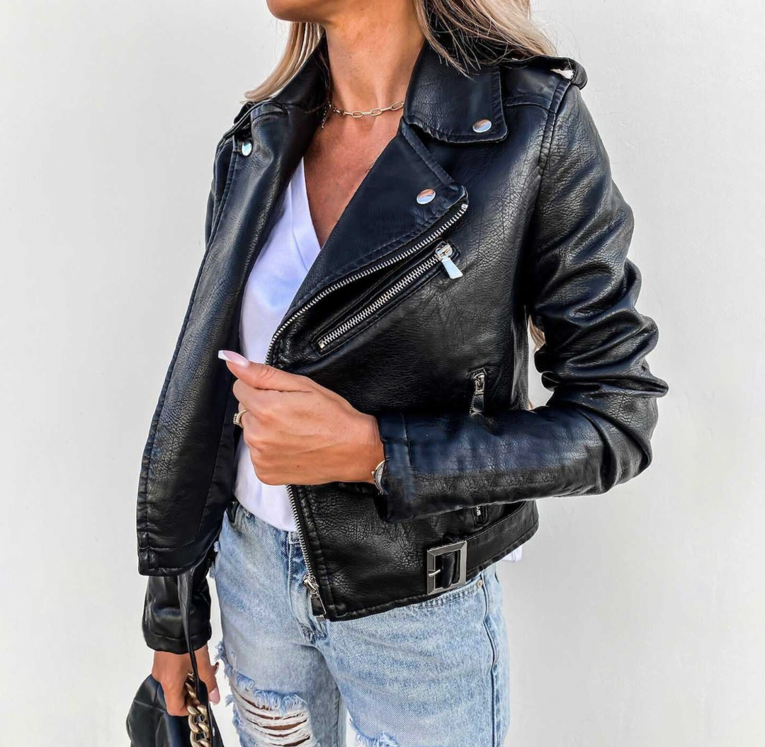 Damen Bikerjacke Mit Zeitlosem Design
