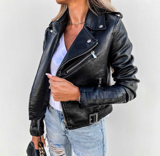 Damen Bikerjacke Mit Zeitlosem Design