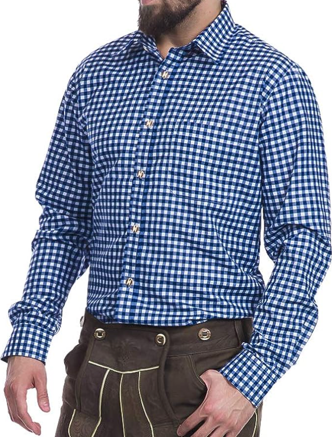 Herren Trachtenhemd Mit Traditionellem Muster Und Langen Ärmeln
