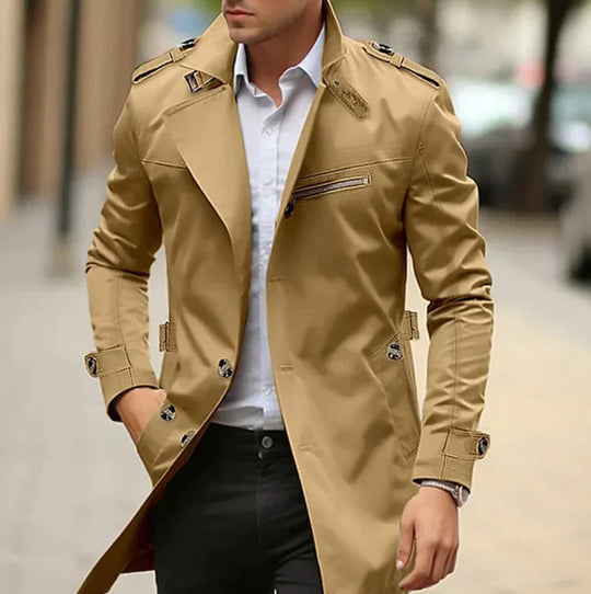 Herren Trenchcoat Mit Bindegürtel Und Doppelreihiger Knopfleiste