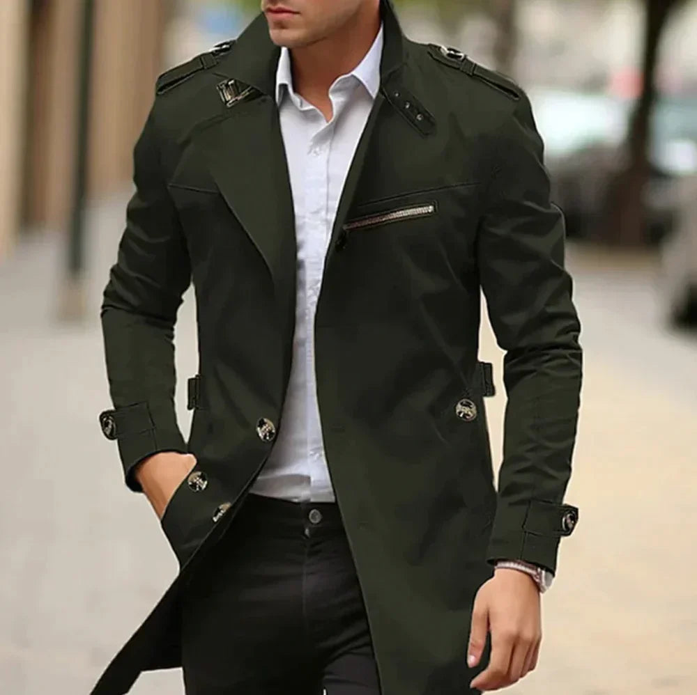 Herren Trenchcoat Mit Bindegürtel Und Doppelreihiger Knopfleiste