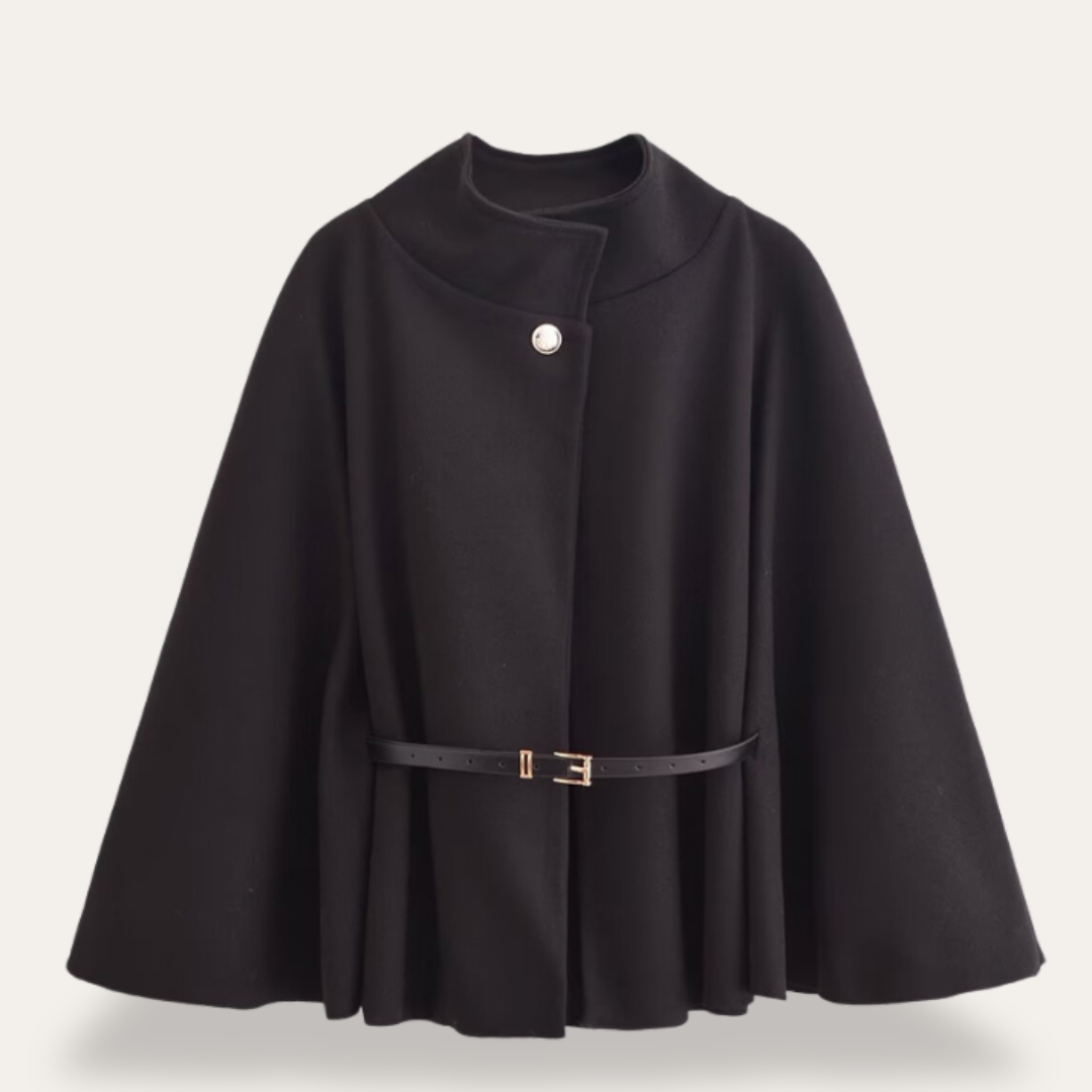 Damen Cape Mantel Aus Wolle Mit Klassischem Design