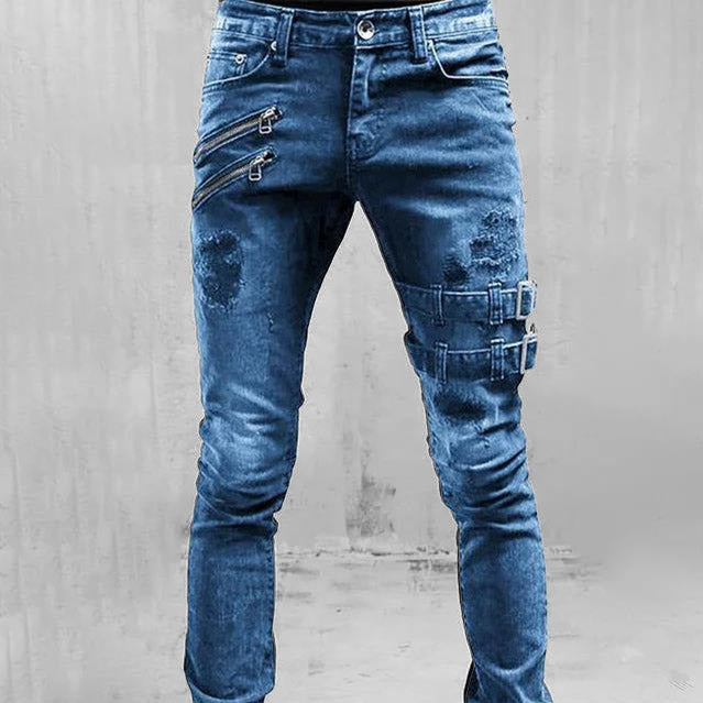 Herren Gothic Jeans Mit Schnallen Design