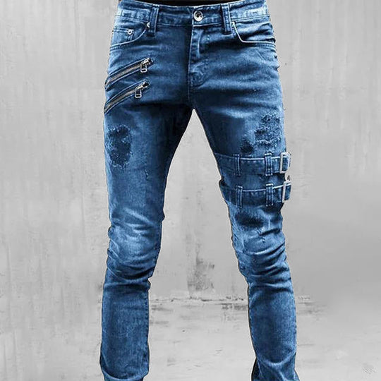 Herren Gothic Jeans Mit Schnallen Design