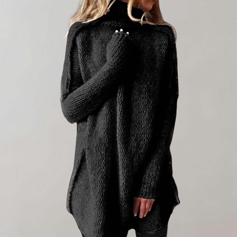 Damen Langer Pullover Mit Wärmendem Design