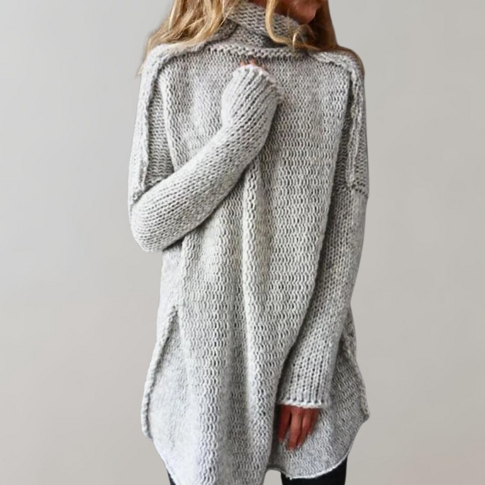 Damen Langer Pullover Mit Wärmendem Design