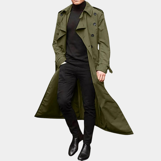 Herren Wasserabweisender Trenchcoat Mit Modernem Schnitt