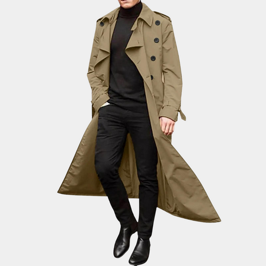 Herren Wasserabweisender Trenchcoat Mit Modernem Schnitt