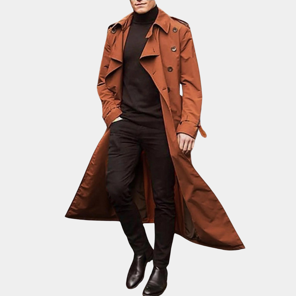 Herren Wasserabweisender Trenchcoat Mit Modernem Schnitt