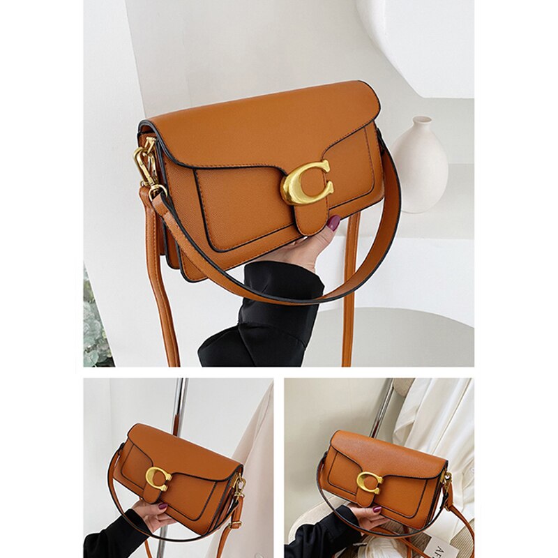 Elegante Schultertasche mit goldener Schnalle für Damen