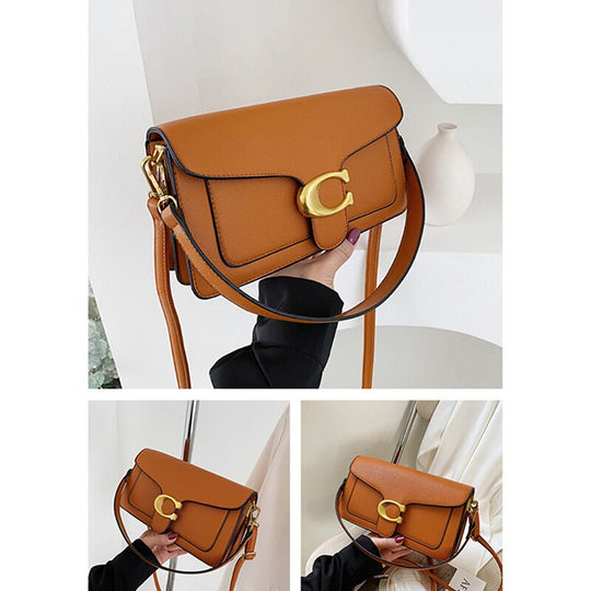Elegante Schultertasche mit goldener Schnalle für Damen