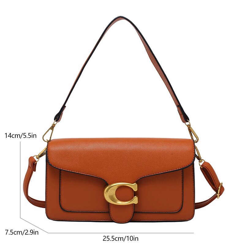 Elegante Schultertasche mit goldener Schnalle für Damen