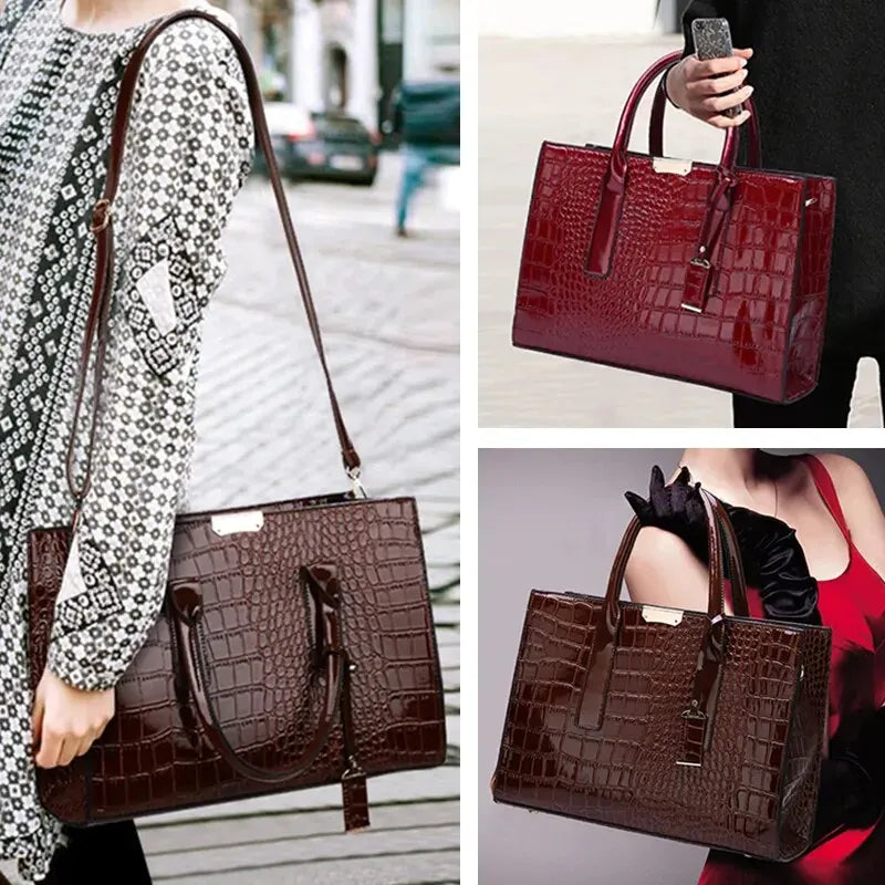 Elegante Krokodilmuster-Handtasche für Damen
